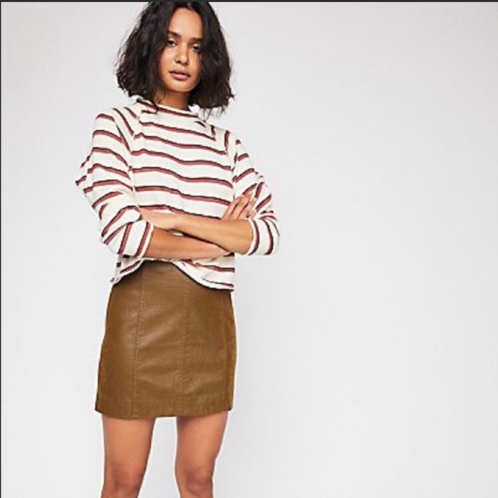 Free People mini skirt vegan faux suede green 0 nwt - Picture 5 of 8
